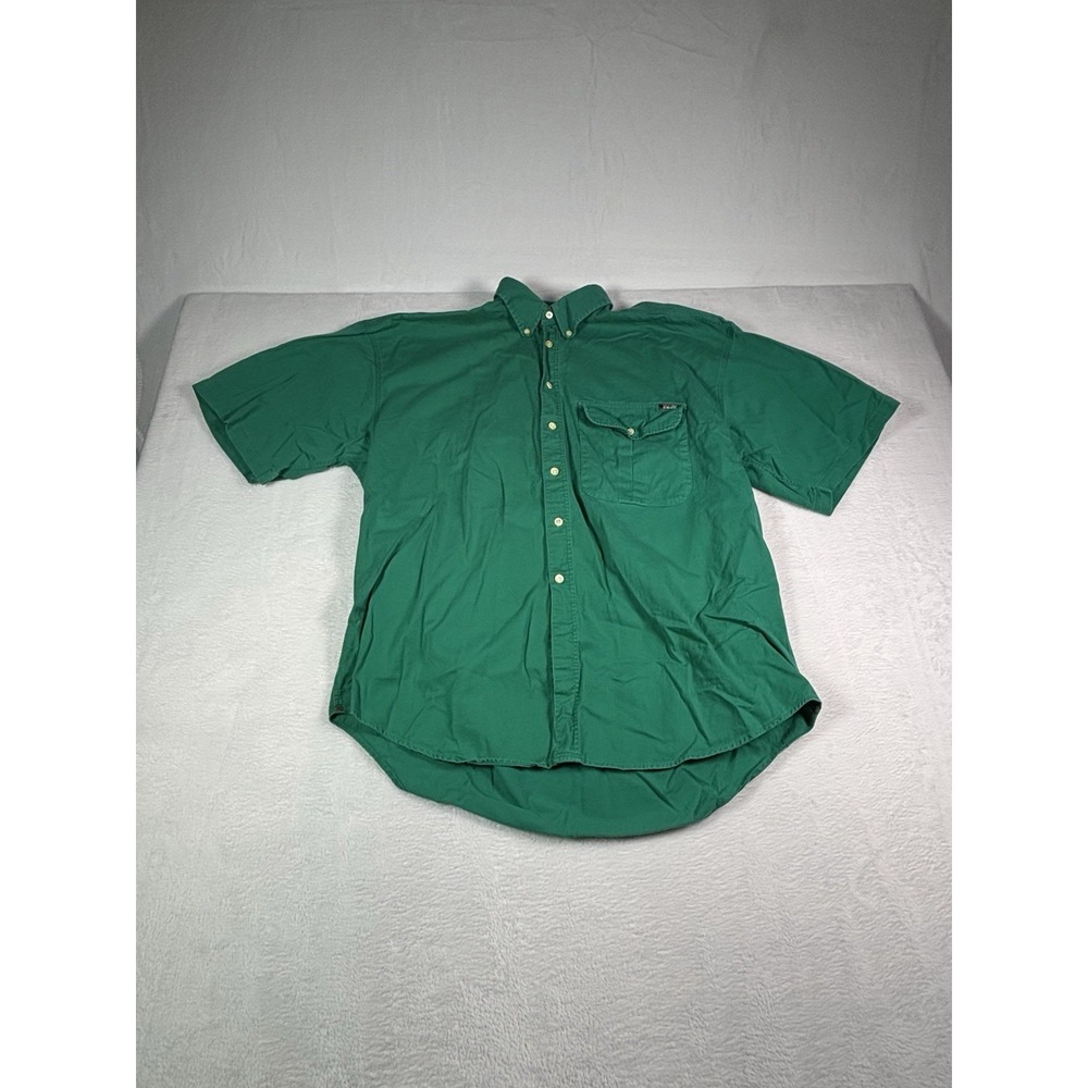Cutter & Buck Vintage Men Washed Green Cotton Button Up Pocket Shirt XL F94